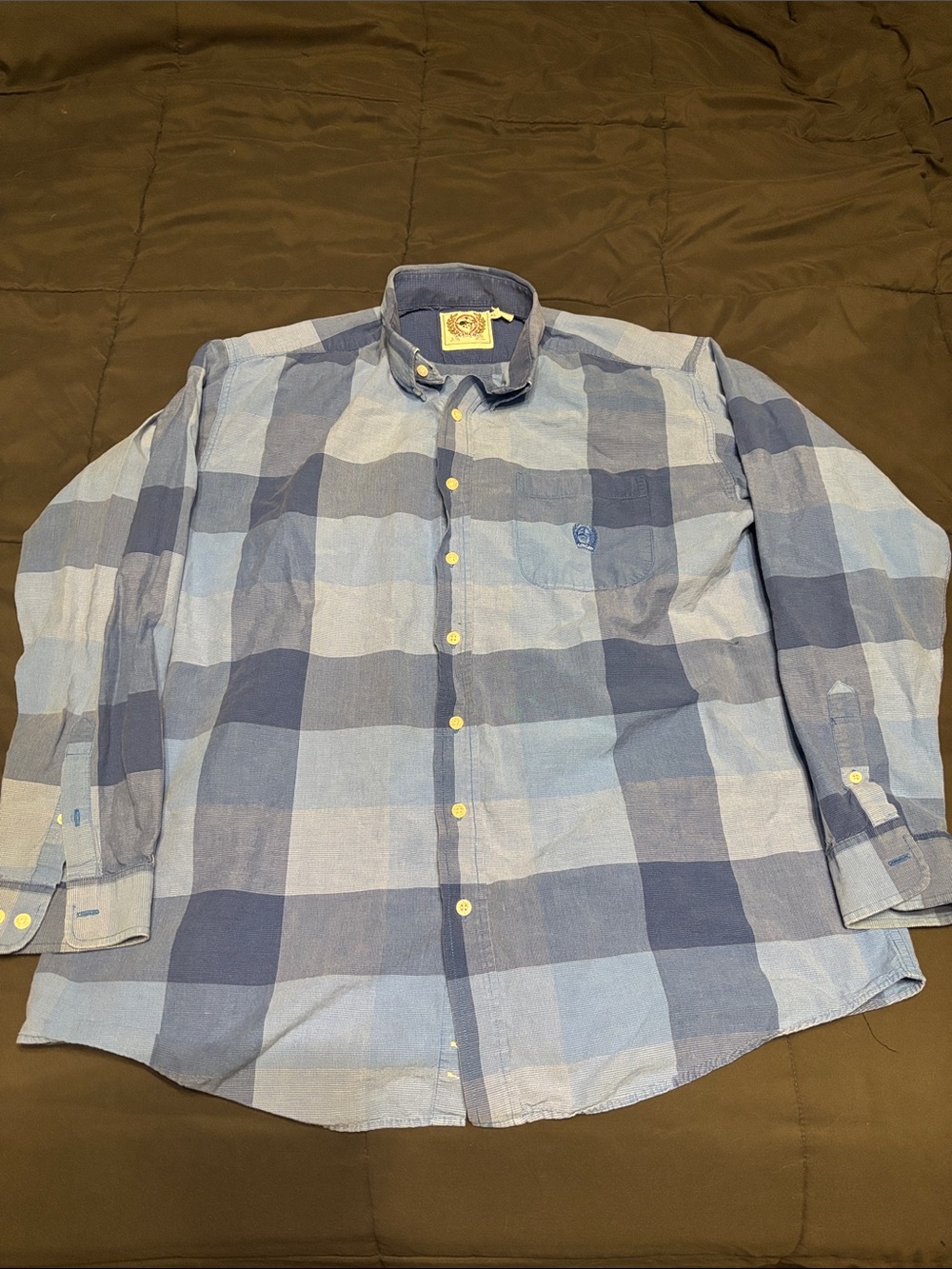 Cinch Men's Blue Large-Check Button-Down Shirt
